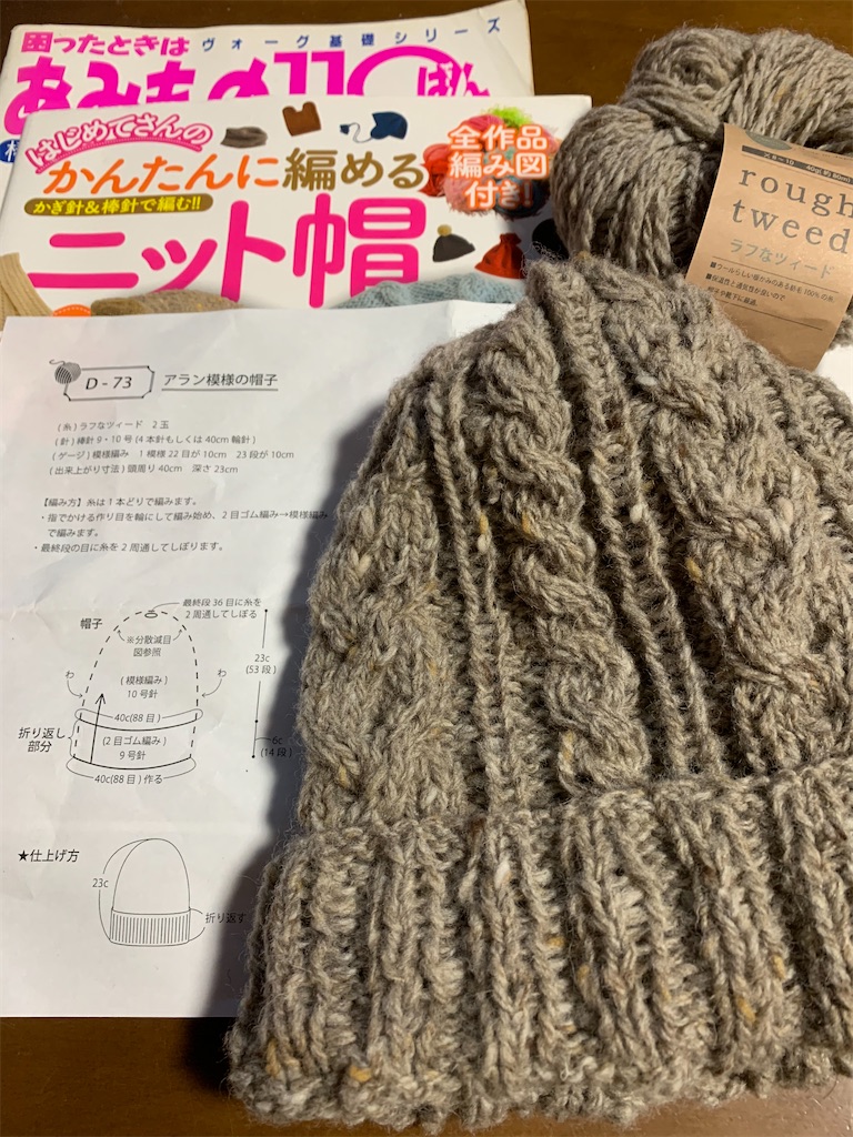 アラン模様のニット帽作りました♪ - 日々のつぶやき
