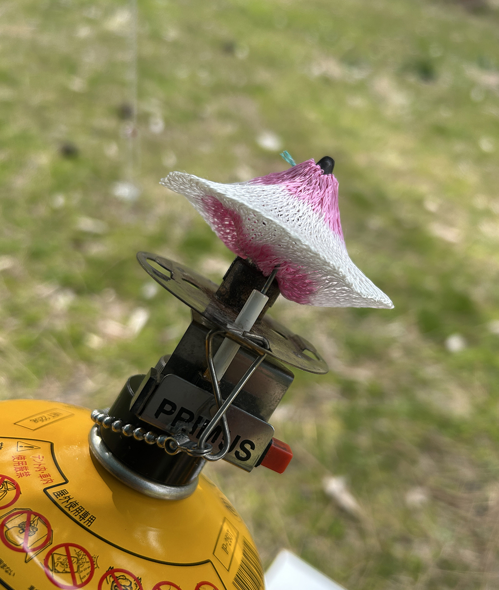 マントルを燃焼部に付けた様子