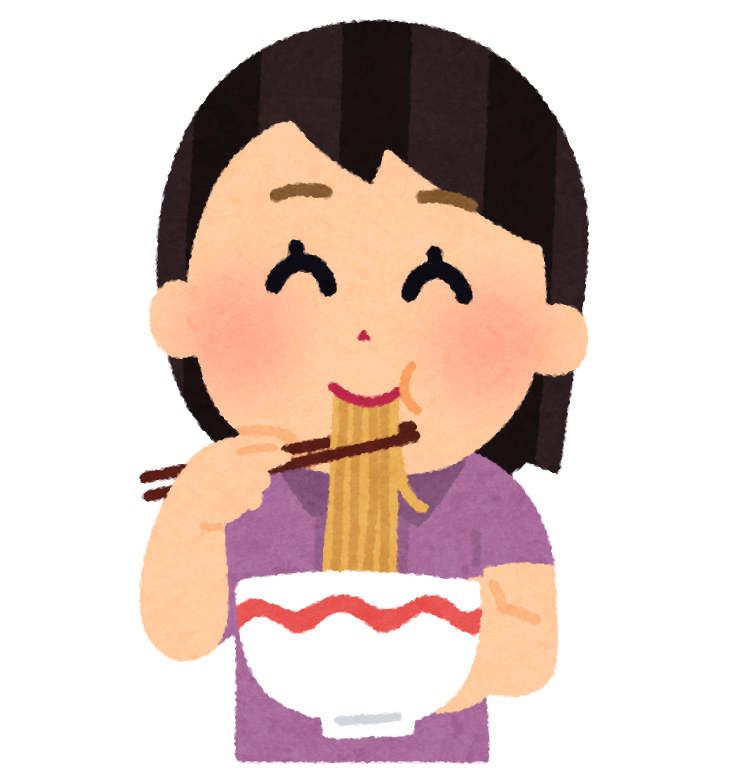 ラーメンを食べる女の子のイラスト
