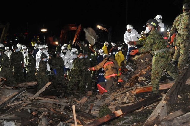 11田人町石住地区土石流災害現場