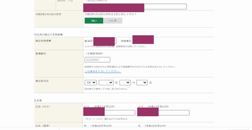 国税庁サイトの確定申告入力画面