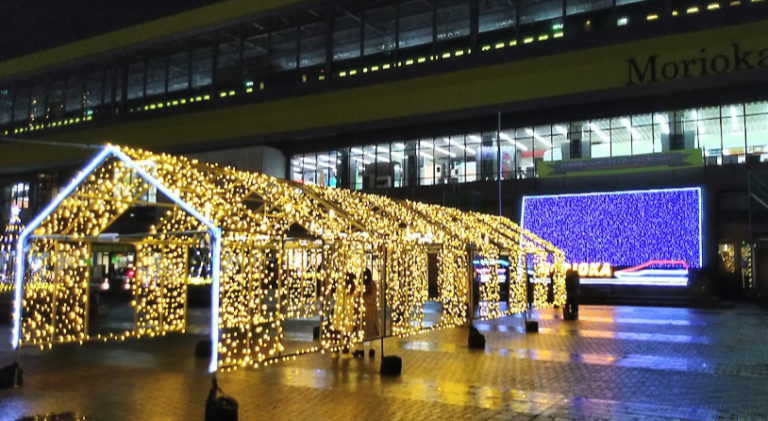 “盛岡駅前滝の広場”のイルミネーション
