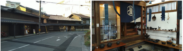 紺屋町のござ九(写真左)と釜定(写真右)