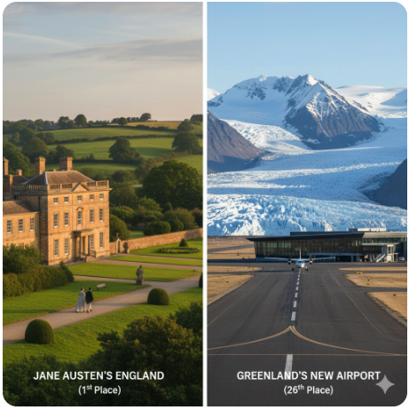 イギリスのマナーハウスとグリーンランド空港