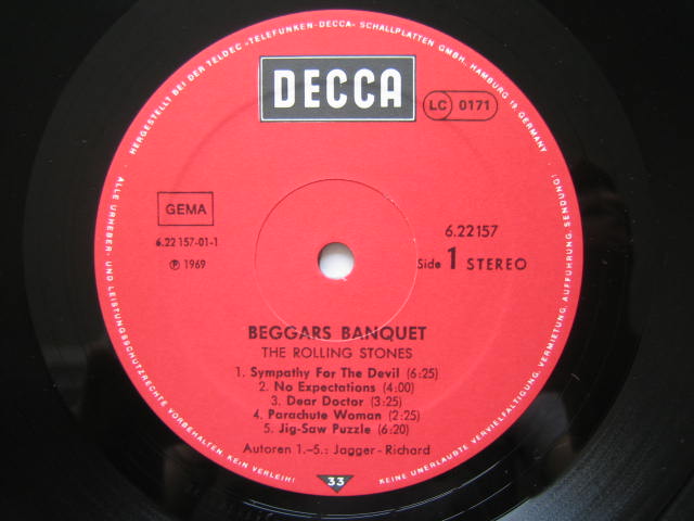 ローリング・ストーンズ ドイツ盤 BEGGARS BANQUET いろいろ