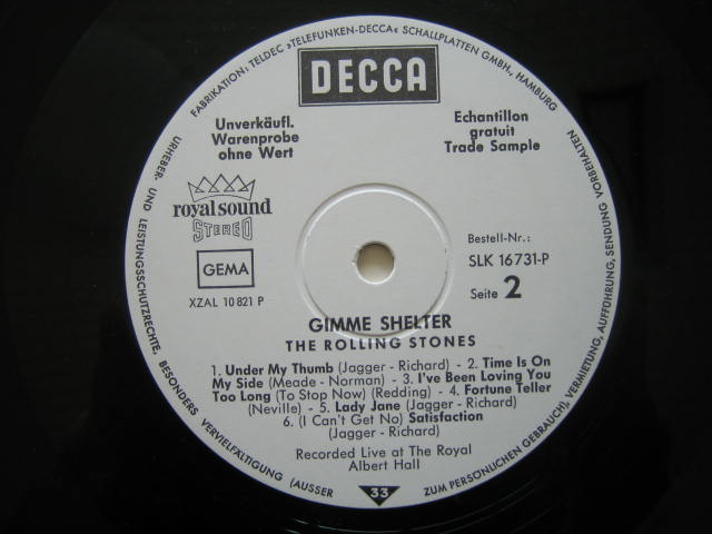 Rolling Stones Gimme Shelter 英盤LP 1stプレス The Rolling Stones Gimme Shelter - 1st - Misprint UK vinyl