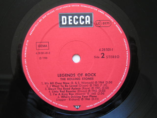 ローリング・ストーンズ ドイツ編集盤 THE LEGENDS OF ROCK