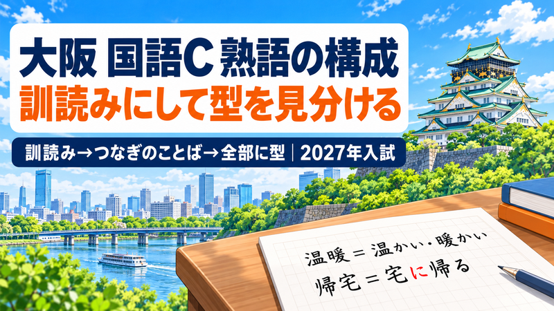 大阪 国語C 熟語の構成 大阪府公立入試 国語C 熟語の構成の解き方|訓読みにして型を見分ける3手順