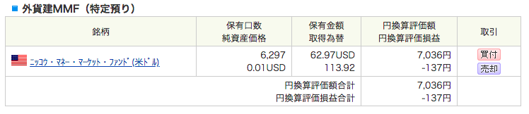 外貨建MMF　ポートフォリオ　1904