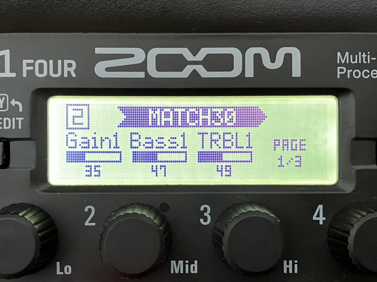 ZOOM G1 FOUR MATCH30のセッティングの画像です