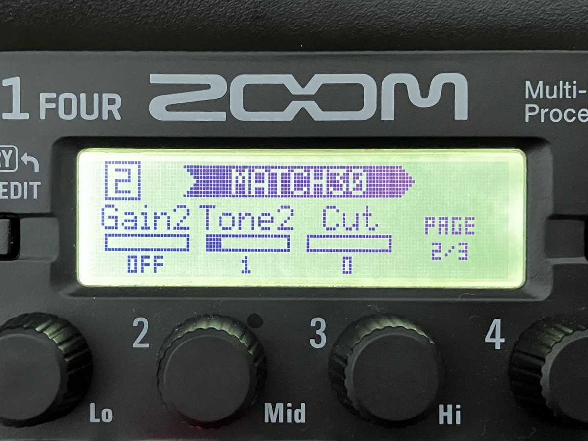 ZOOM G1 FOUR MATCH30のセッティングの画像です