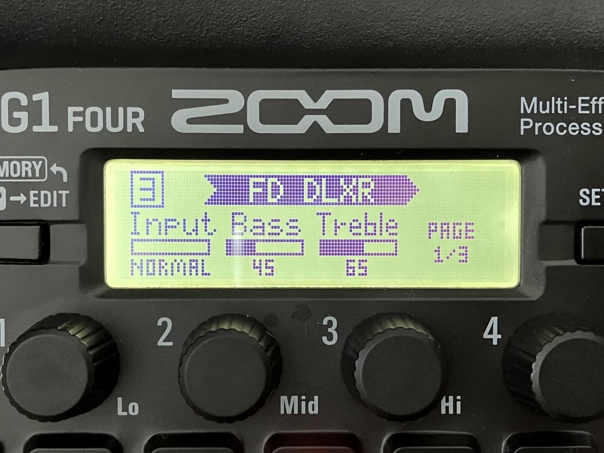 ZOOM G1 FOUR FD DLXRのセッティングの画像です