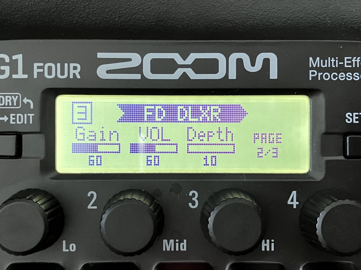 ZOOM G1 FOUR FD DLXRのセッティングの画像です