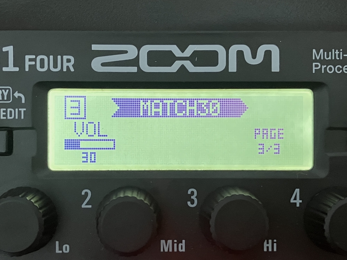 ZOOM G1 FOUR MATCH30のセッティングの画像です