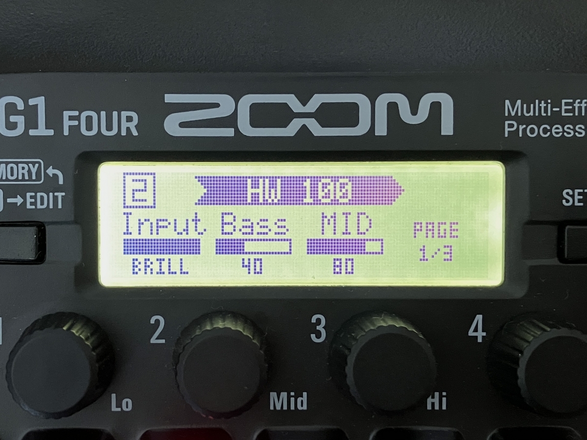 ZOOM G1 FOUR HW100のセッティングの画像です
