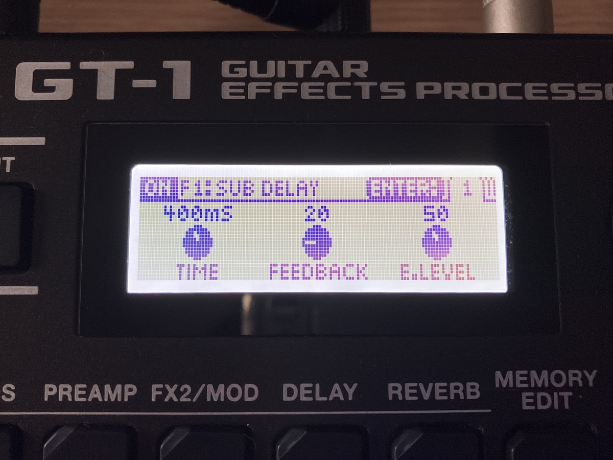 BOSS GT-1のSUB DELAYの画像です
