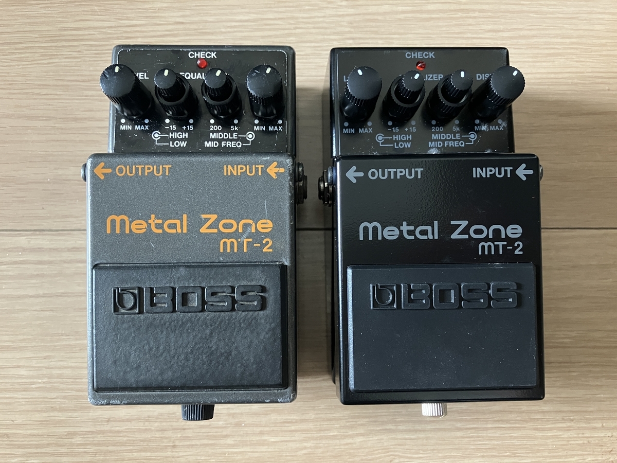 BOSS MT-2とMT-2-3A（30thモデル）の画像です