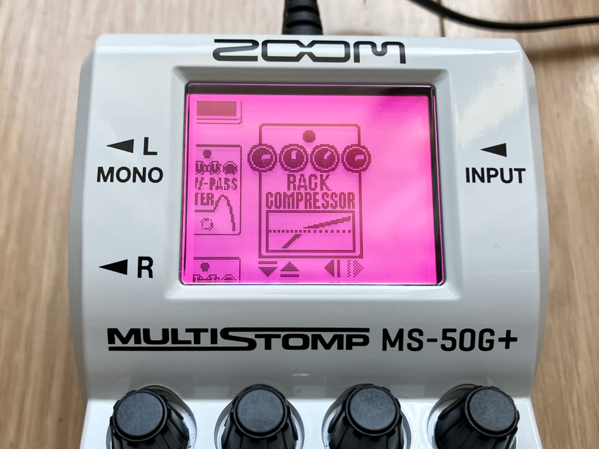 ZOOM MS-50G+のLIBRARY画面の画像です