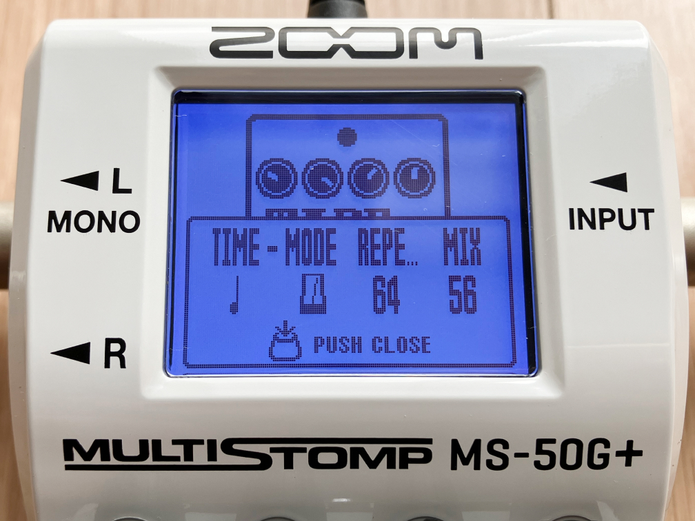ZOOM MS-50G+のTAPE ECHOのセッティングの画像です