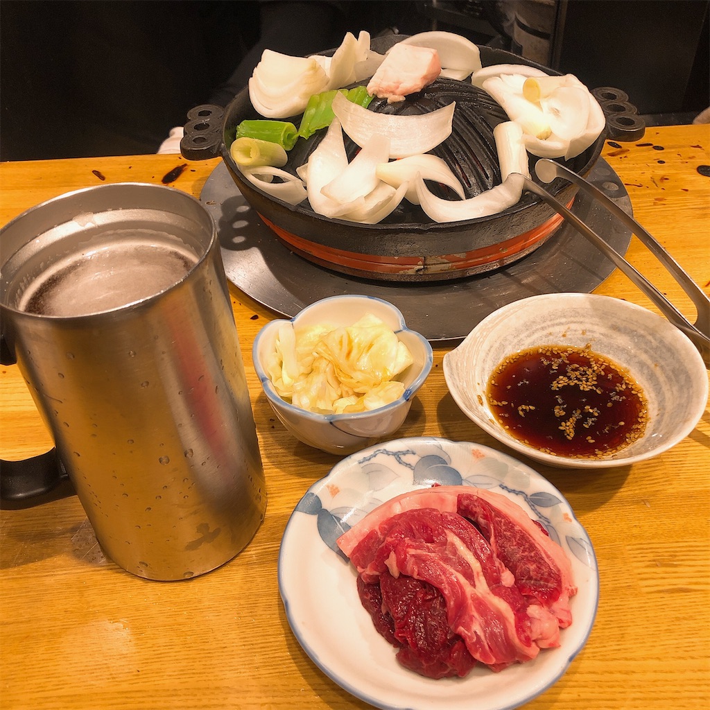 ビールとジンギスカン