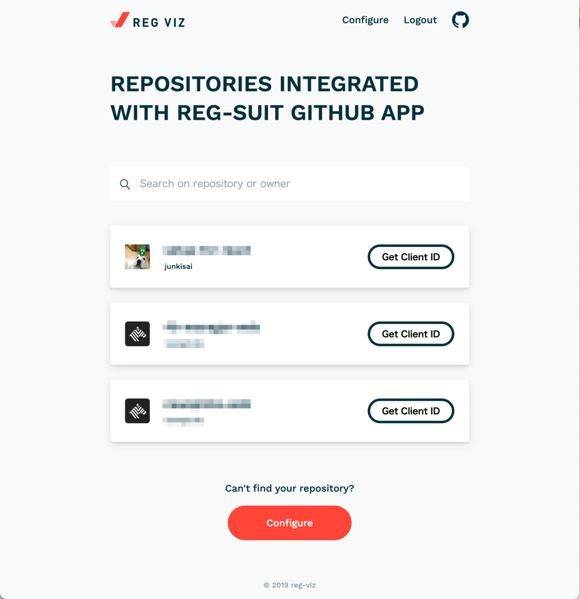 reg-viz の Github Appの client ID を取得する画面