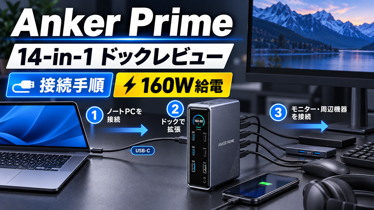 Anker Prime ドッキングステーション(14-in-1)レビュー｜使い方と160W