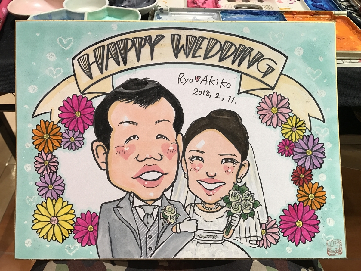 F6サイズの似顔絵ウェルカムボード