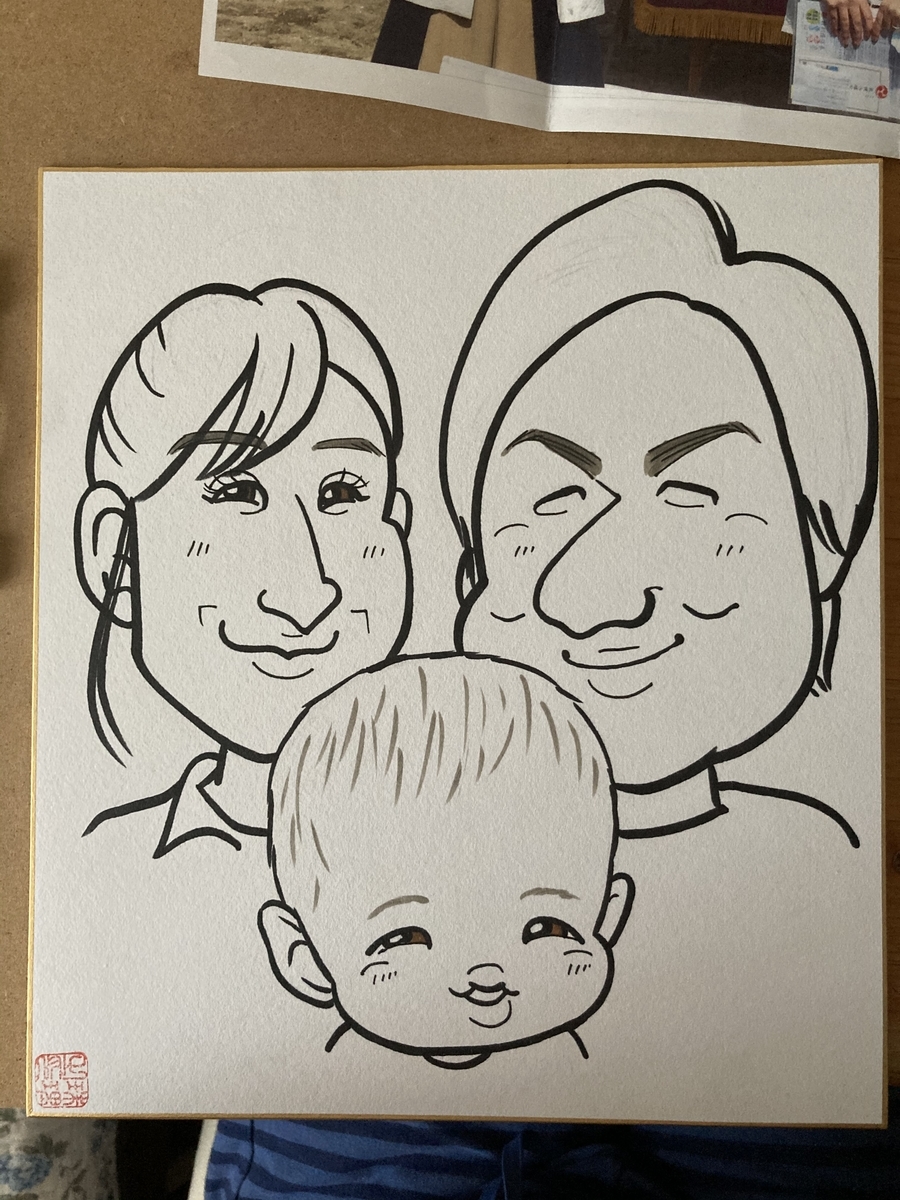 家族の似顔絵線画