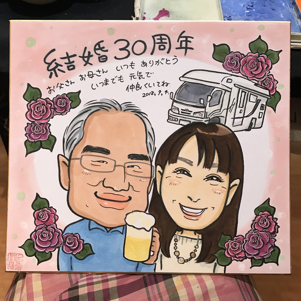 結婚30周年の似顔絵