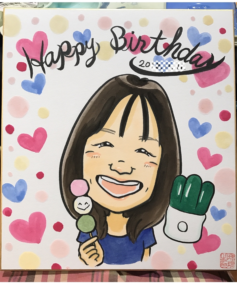 誕生日祝いの似顔絵