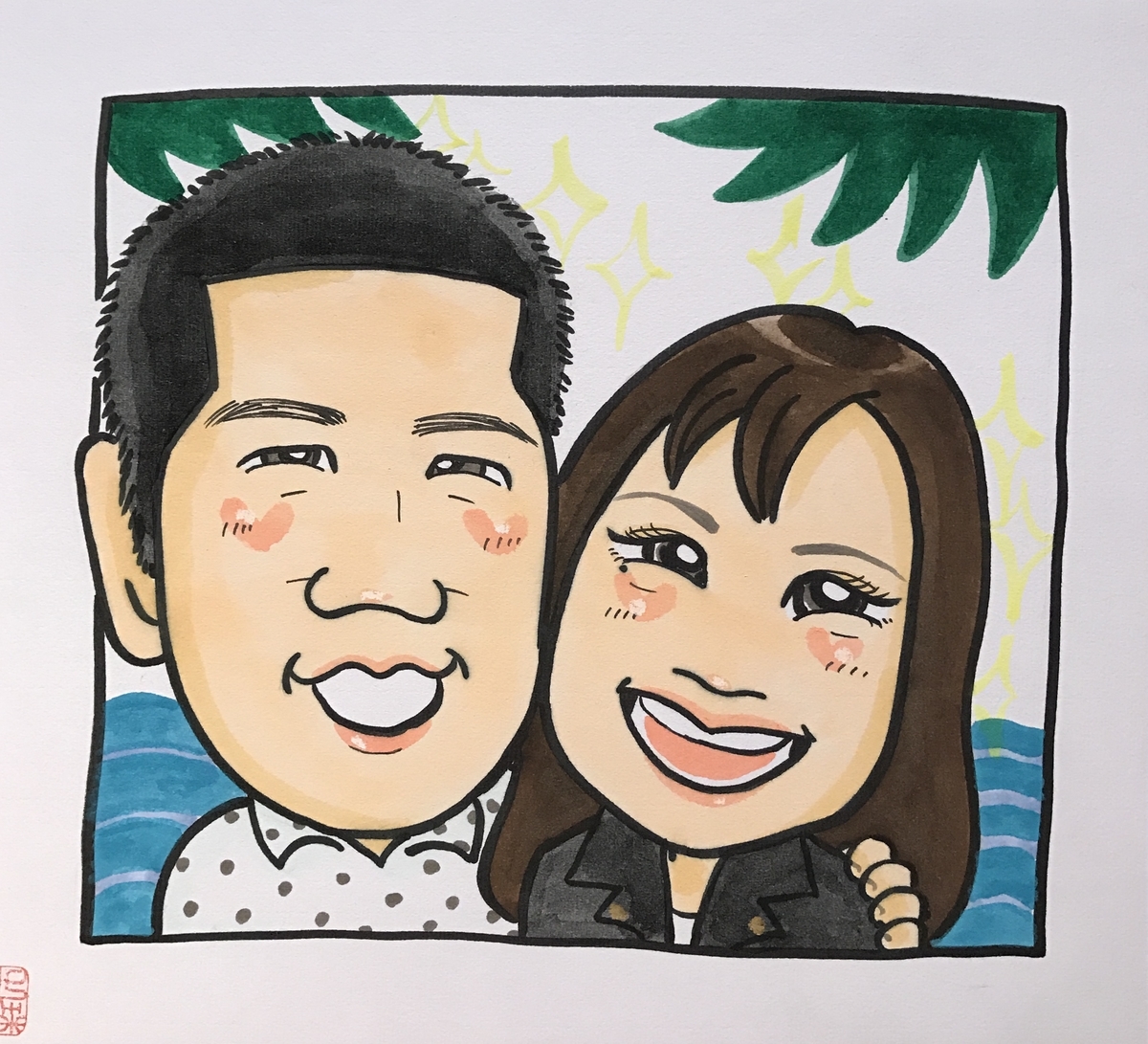 夫婦の似顔絵