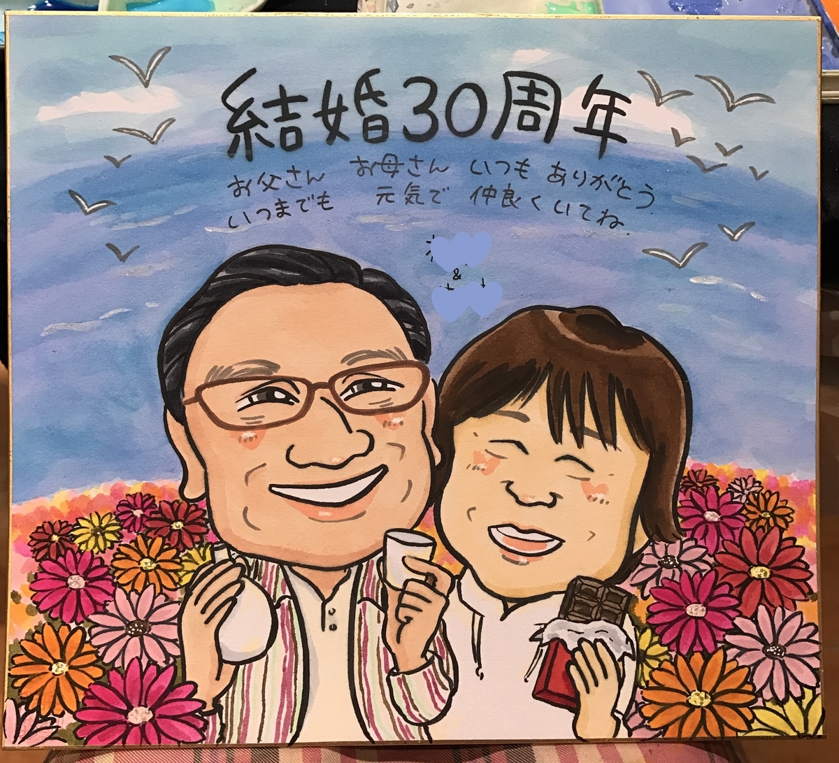 結婚30周年祝いの似顔絵ギフト