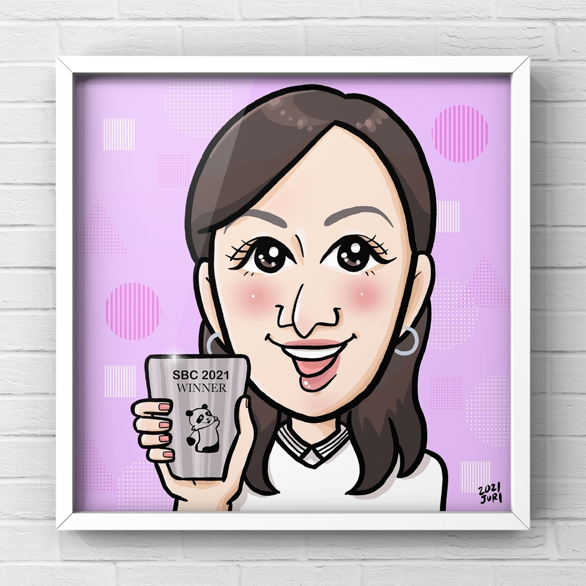 ゴルフコンペ優勝者の似顔絵、北海道札幌の似顔絵オンラインストア
