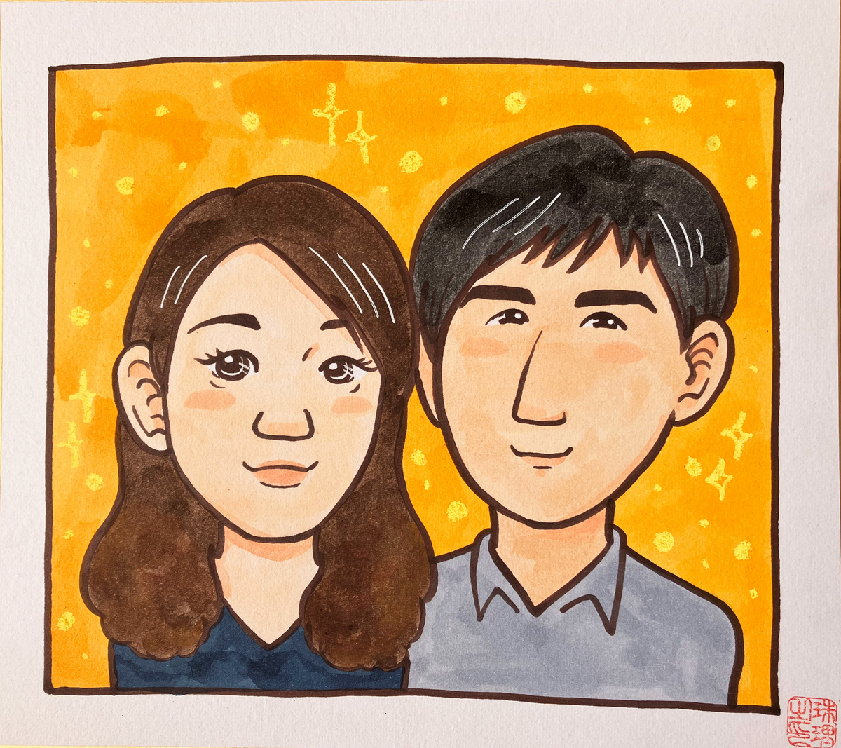 夫婦の似顔絵