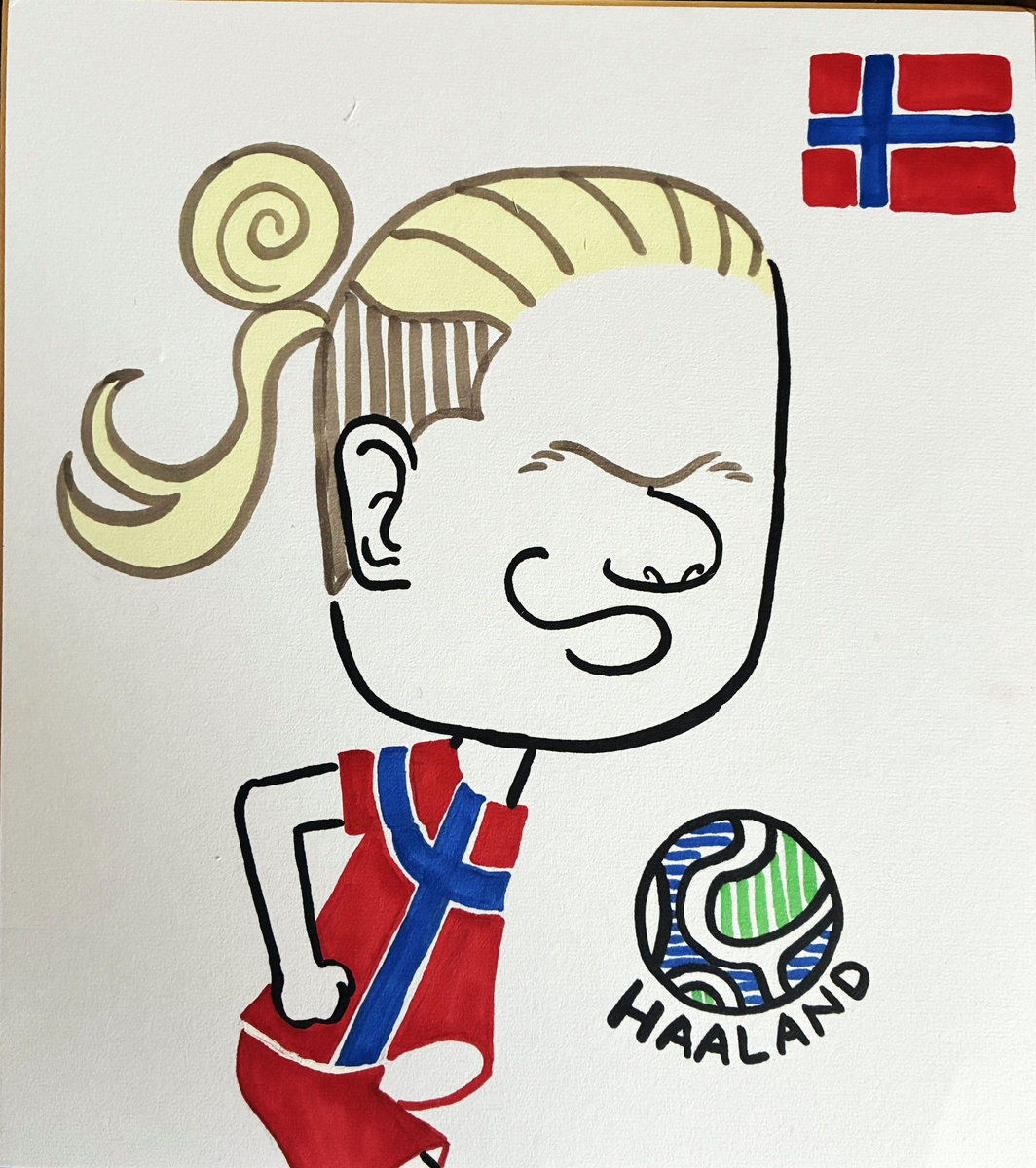 ノルウェーのハーランド選手の似顔絵
