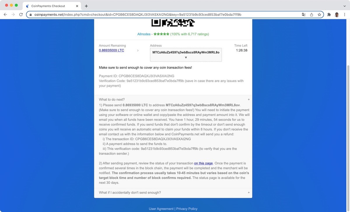Allnodes #Symbol #フルノード費用 #Litecoin で支払いにチャレンジ！ - k144 Personal Note