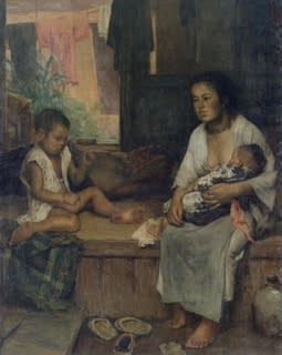 満谷国四郎の初期作品、《軍人の妻》、《戦の話》 - 東京で