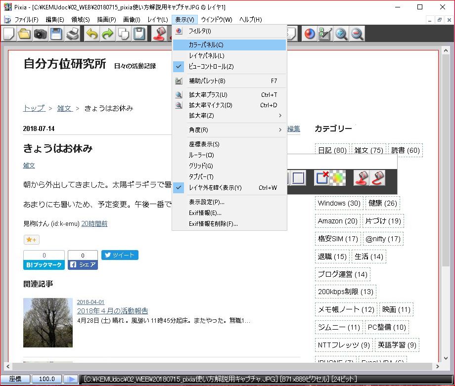 カラーパネルが消えました。