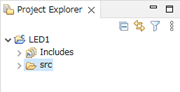 「src」のフォルダが追加されたProject Explorerの図