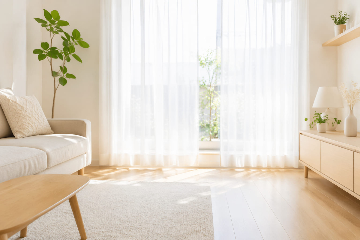 明るいナチュラルな部屋のシンプルな空間(保護者会の不安を解消するイメージ)
