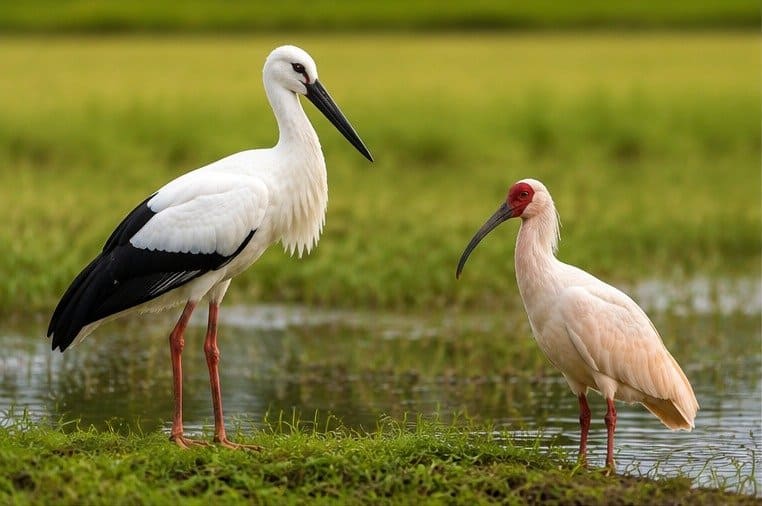 コウノトリとトキの見た目やくちばしの違いを比較
