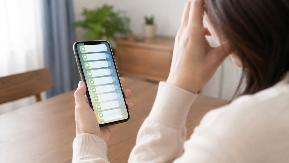 地震後に何件も届く心配LINEを見て返信に困る女性