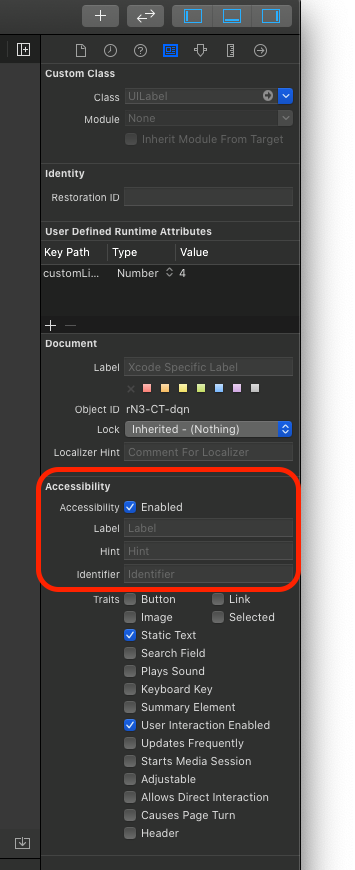 Interface BuilderでAccessibility LabelやHintを設定する画面サンプル