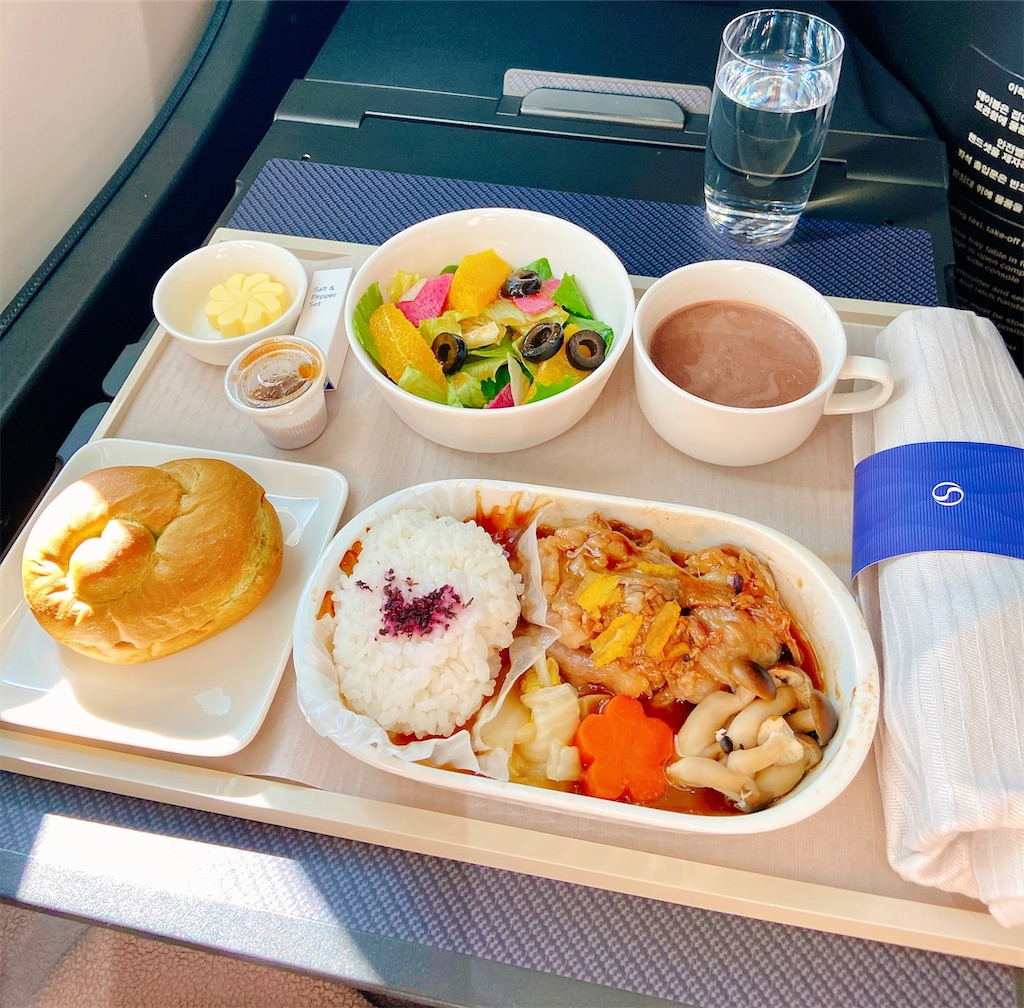 大韓航空ビジネスクラスの和食機内食プレート