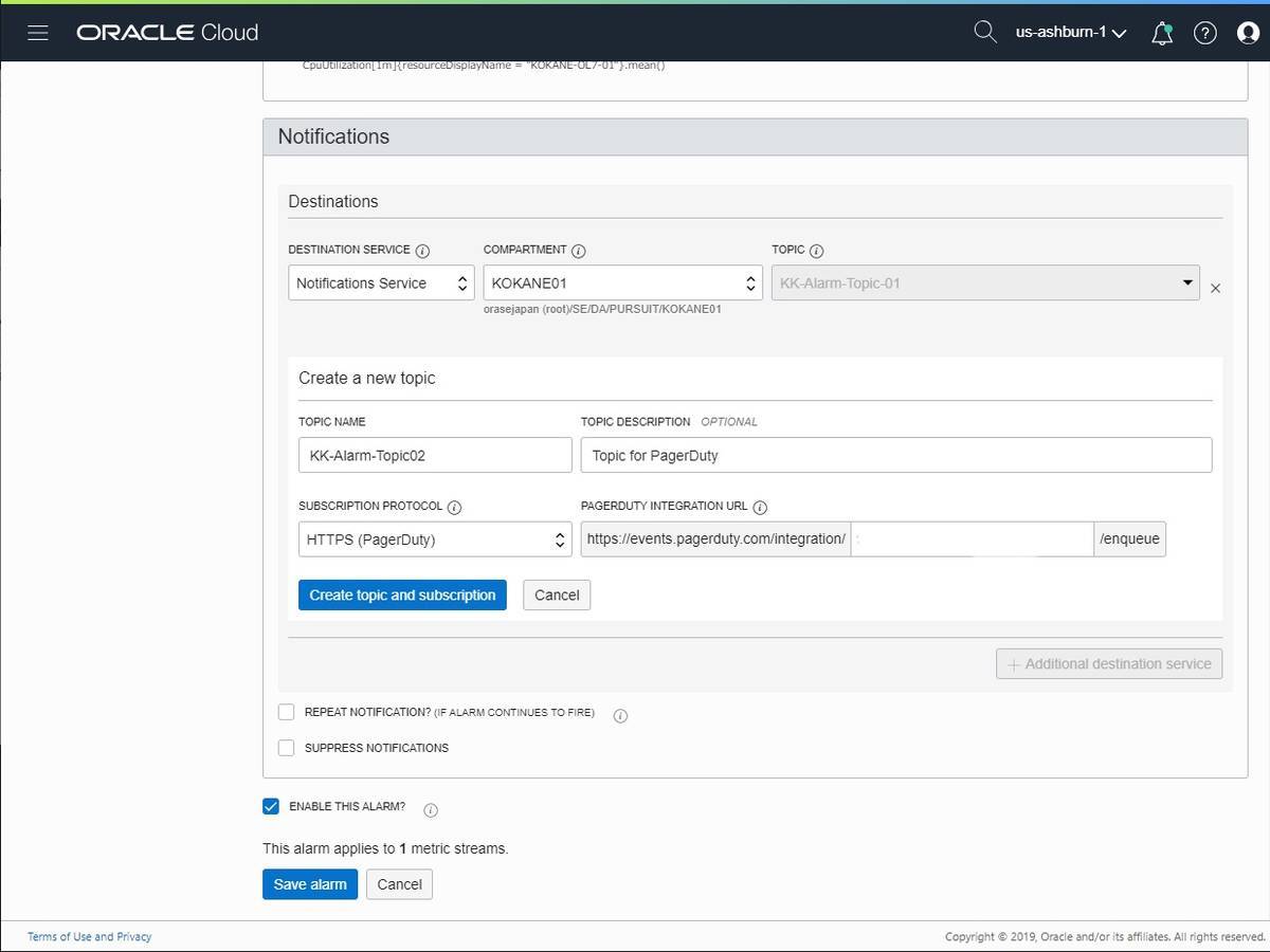 PagerDuty へ通知する Topic を作る