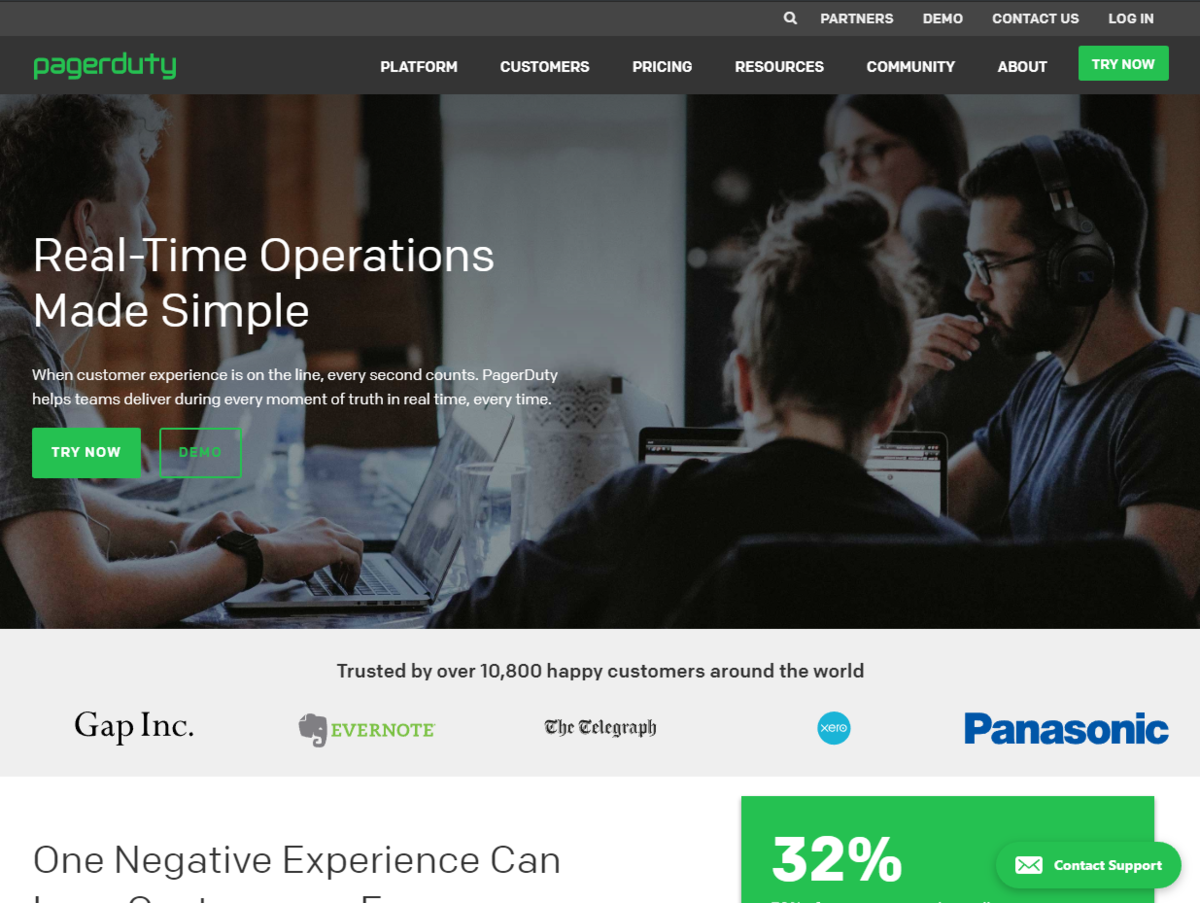 PagerDuty のトップページ