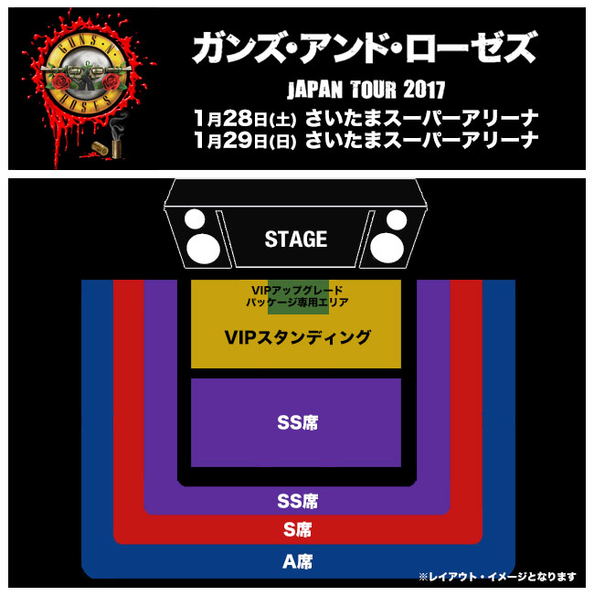 GUNS N' ROSES ガンズアンドローゼズ 埼玉限定リトグラフ