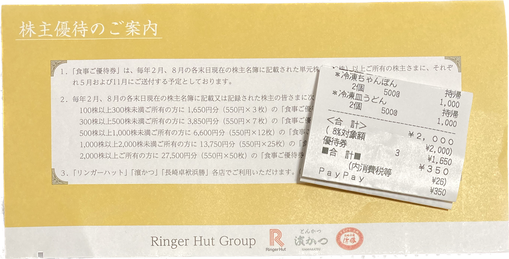 株式会社リンガーハット 食事ご優待券40枚 ホカ 