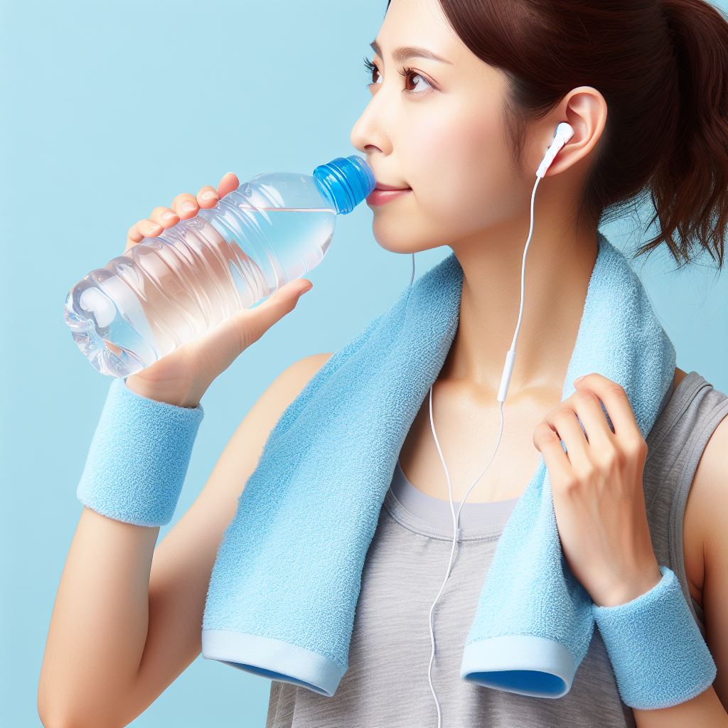 水分補給をする女性の画像