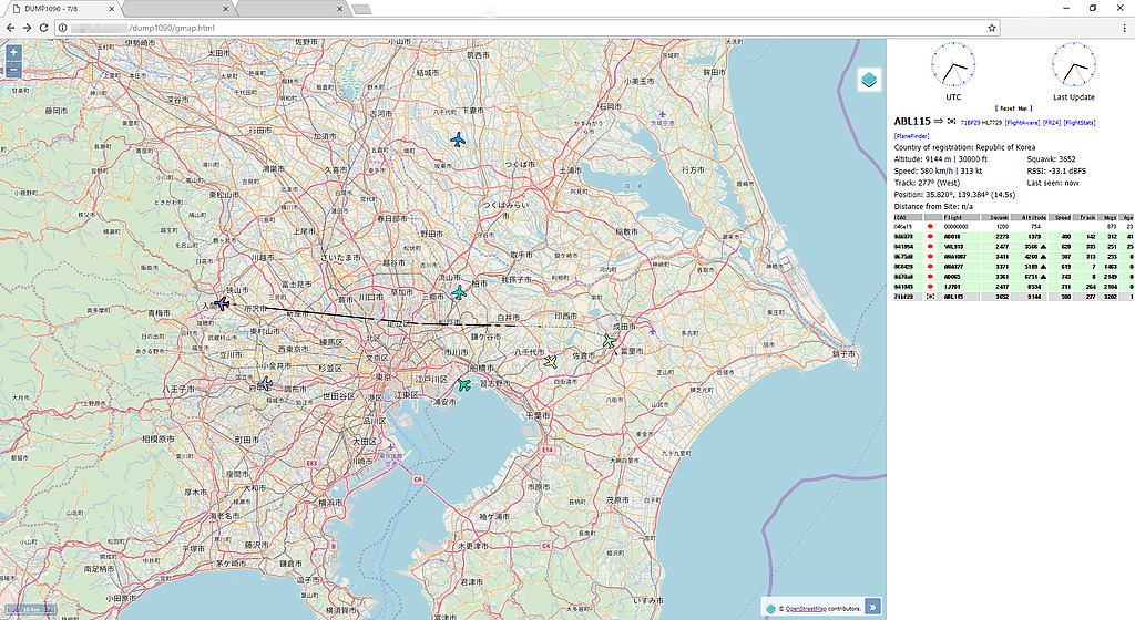 dump1090 Web UI example